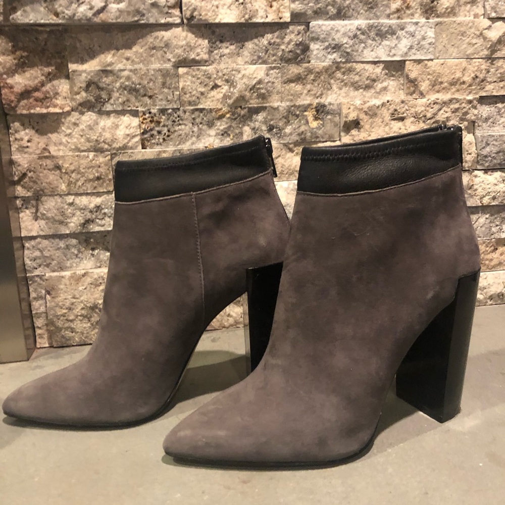 Grey suede booties